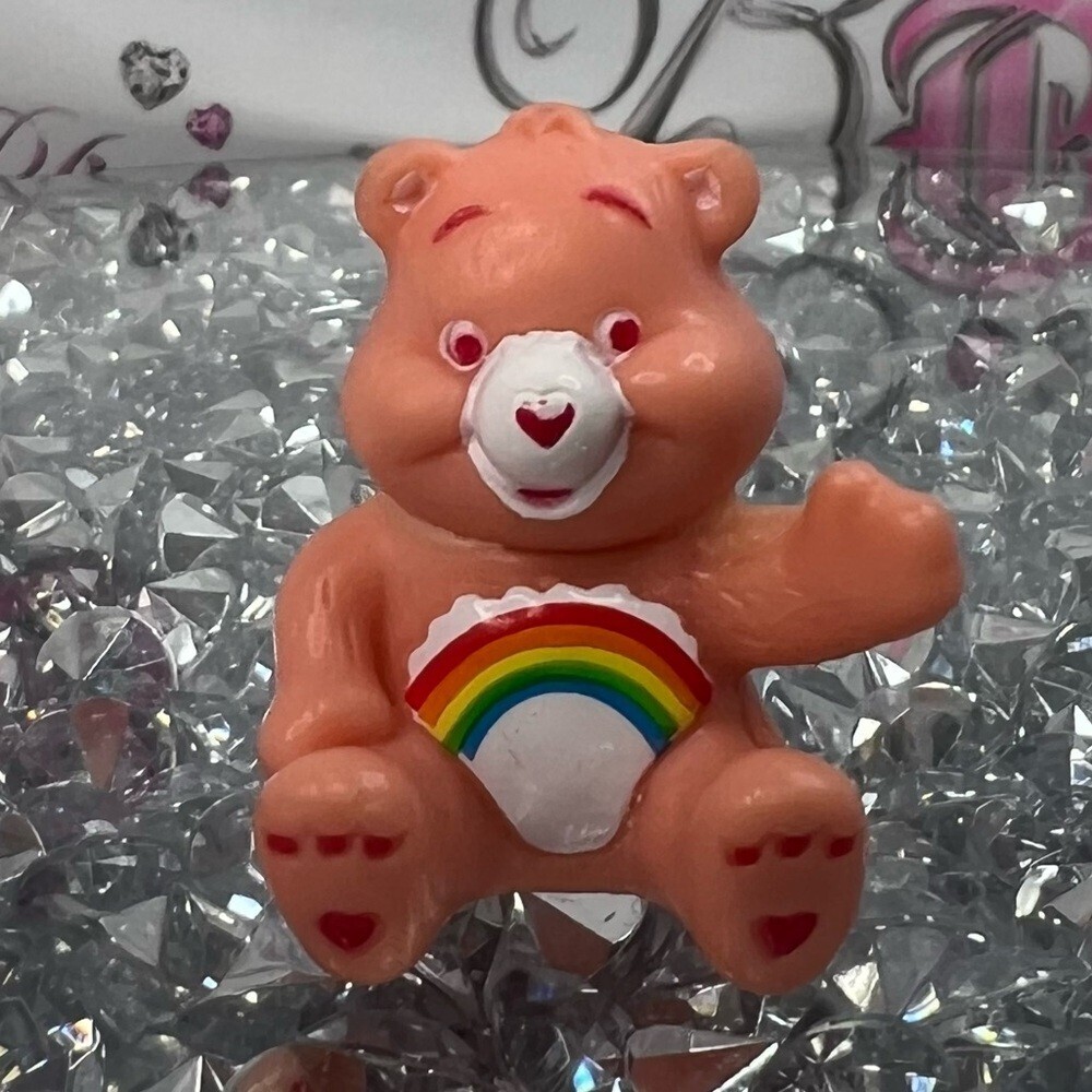 Care Bears Peach Rainbow Bear Mini Figure - Peach with Rainbow Badge